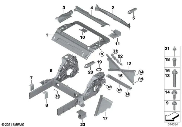 Larguero trasero derecho para BMW I01 (OEM 41007311682). Original BMW.