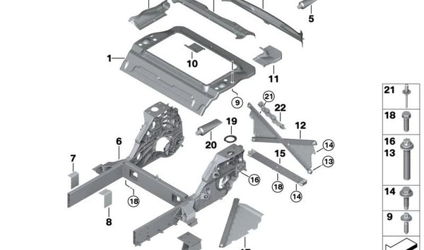 V-Strebe izquierda para BMW I01, I01N (OEM 39206868861). Original BMW