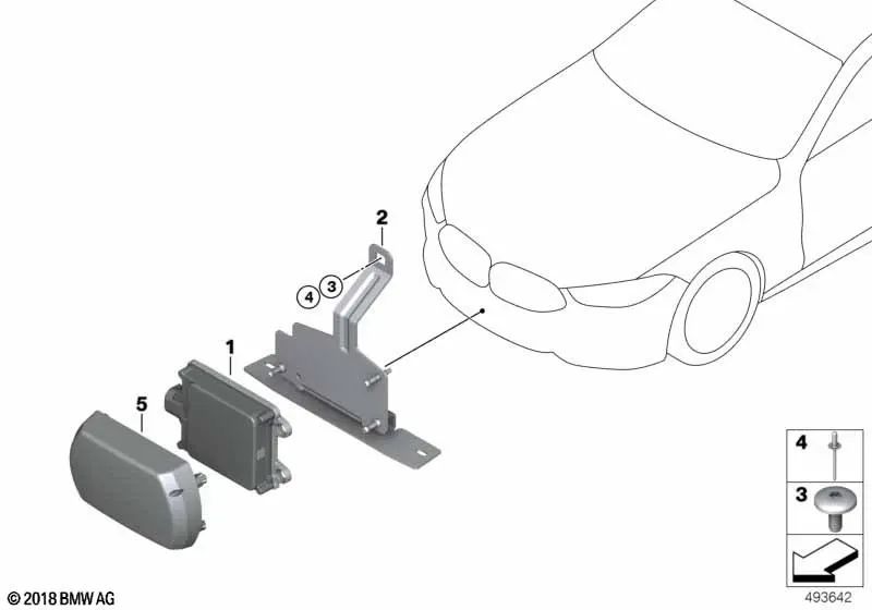 Soporte Sensor Radar Frontal para BMW F91, F92, F93 (OEM 66318074354). Original BMW.