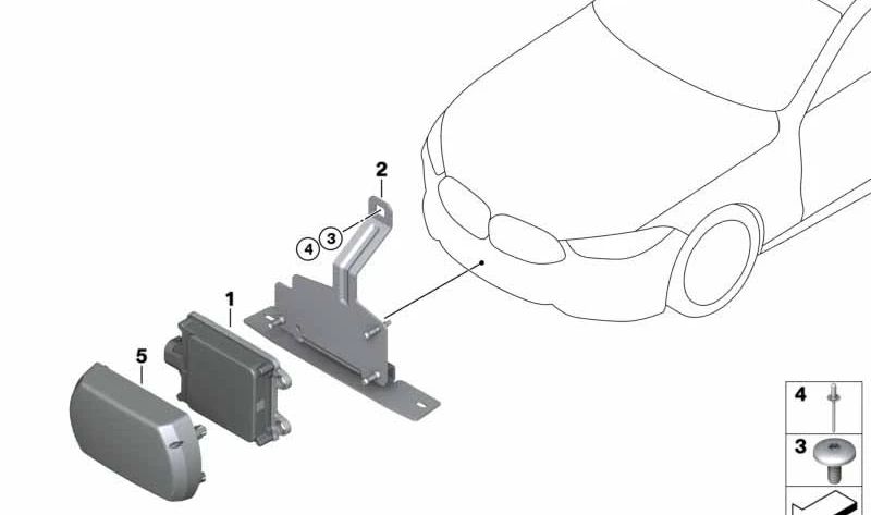 Soporte sensor radar delantero OEM 66318074353 para BMW F91, F92, F93. Original BMW.