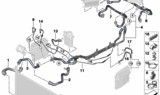 Manguito de refrigerante OEM 17128602737 para BMW Serie 7 (G12). Original BMW