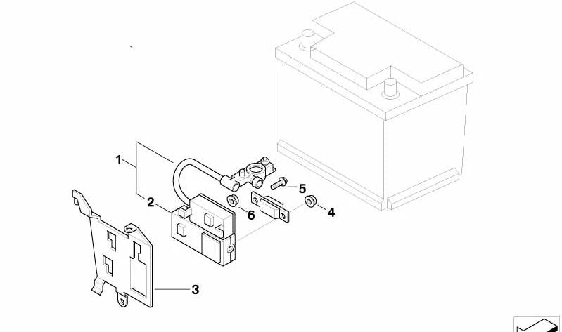 Terminal de batería positivo con caja de fusibles para BMW Z4 E85, E86 (OEM 61136973215). Original BMW