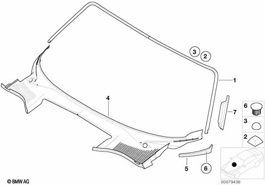 Left A-pillar cover for BMW Z8 E52 (OEM 51337025723). Original BMW