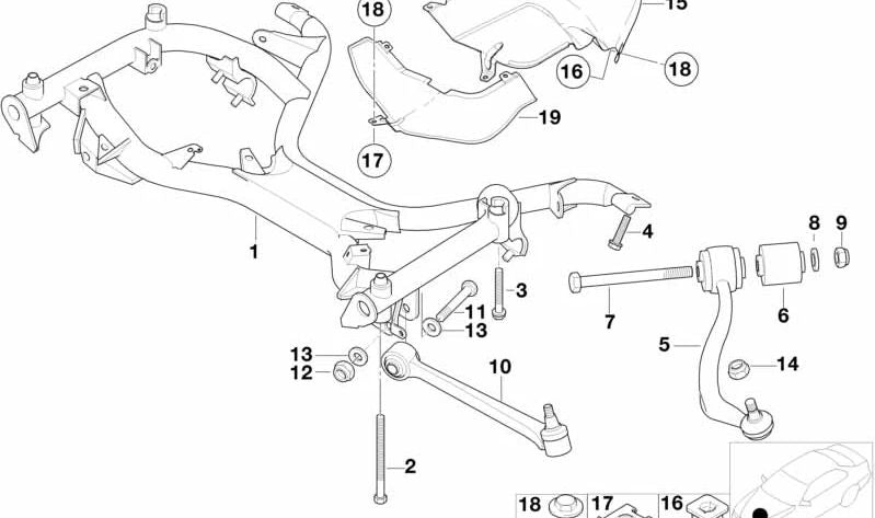 Soporte del eje delantero para BMW E38 (OEM 31111094321). Original BMW