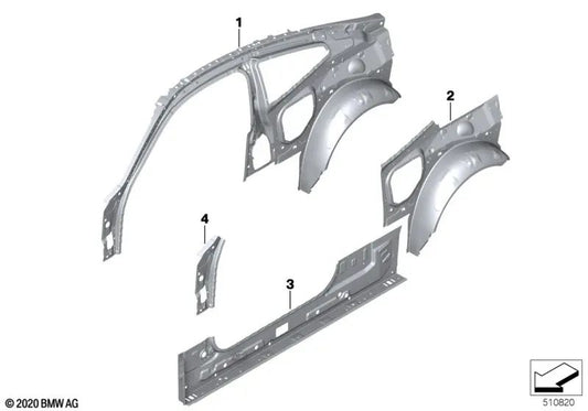 Marco lateral interior izquierdo para BMW Serie 4 G22 (OEM 41009879807). Original BMW.