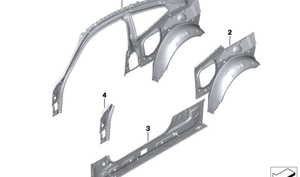 Pasarruedas exterior trasero derecho OEM 41008083492 para BMW G82 (M4). Original BMW.