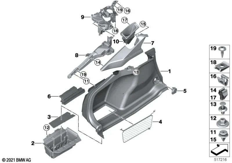 Storage compartment for BMW 4 Series G26 (OEM 51479893877). Original BMW.