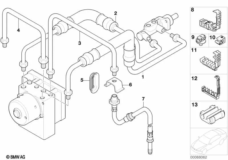 Tubería con manguera de presión para BMW Serie 3 E46 (OEM 34326756874). Original BMW.