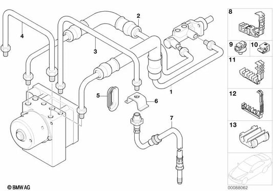 Tubería con manguera de presión para BMW Serie 3 E46 (OEM 34326756874). Original BMW.