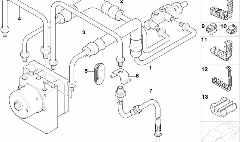 Tubería con manguera de presión para BMW E46 (OEM 34326756873). Original BMW