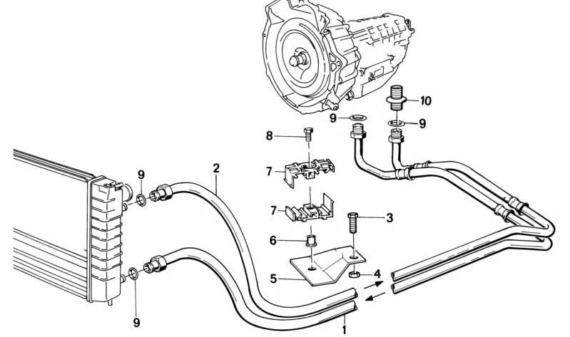 Tubería de retorno del enfriador de aceite para BMW Serie 3 E30 (OEM 17221719196). Original BMW