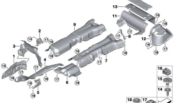 Aislamiento térmico para BMW Serie 7 G11, G12, Serie 8 G16 (OEM 51487407877). Original BMW