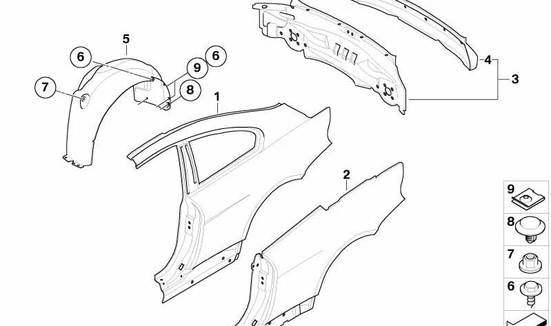 Carcasa trasera completa para BMW E63, E64 (OEM 41347135639). Original BMW.