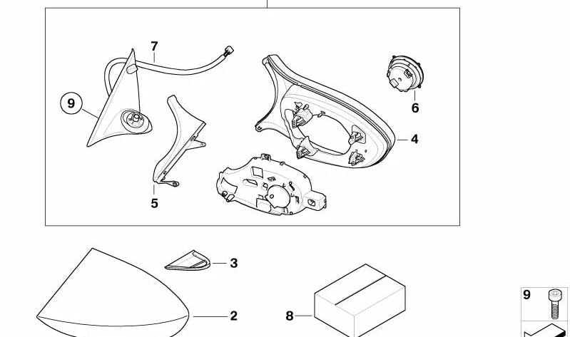 Mirror base cover set for BMW E92, E93 (OEM 51168044800). Original BMW