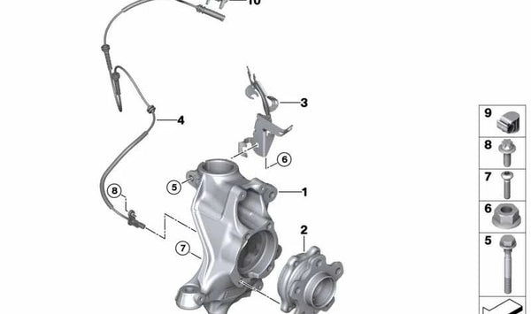 Soporte de pivote corrección de caída derecha para BMW Serie 3 G20, G21, G28, Serie 4 G22, G23 (OEM 31216877144). Original BMW