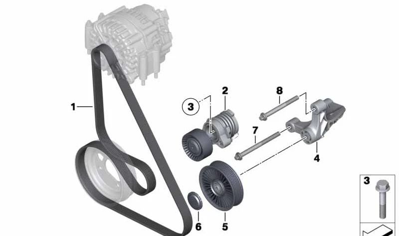 Correa acanalada para BMW F10, F06, F12, F13, F06N, F12N, F13N (OEM 11287843246). Original BMW