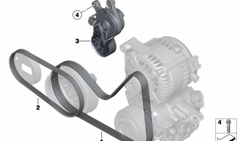 Tensor de correa mecánico OEM 11287594969 para BMW (F20, F21, F22, F23, F30, F31, F34, F32, F33, F36, F07, F10, F11, E84, F25, F26, F15, F16, E89). Original BMW.