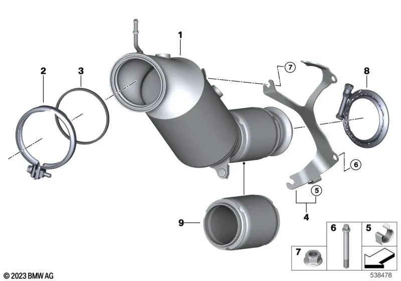 Abrazadera en V para BMW F20N, F21N, F52, F22, F22N, F23, F23N, G42, F30N, F31N, F34N, G20, G20N, G21, G21N, G28, G28N, F32, F32N, F33, F33N, F36, F36N, G22, G23, G26, G30, G30N, G31, G31N, G38, G38N, G60, G32, G32N, G11N, G12, G12N, G70, G14, G15, G16, F