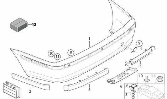 Tapa embellecedora para enganche de remolque OEM 51127045526 para BMW E46. Original BMW.