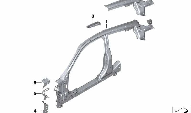 Marco lateral medio derecho para BMW F92, G15 (OEM 41007494432). Original BMW