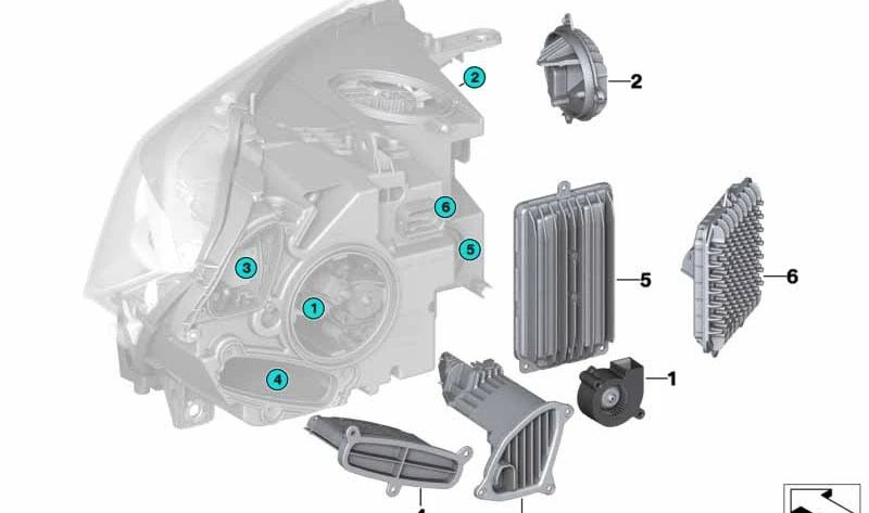 Módulo LED intermitente izquierdo OEM 63117381455 para BMW F15, F85, F16, F86. Original BMW.