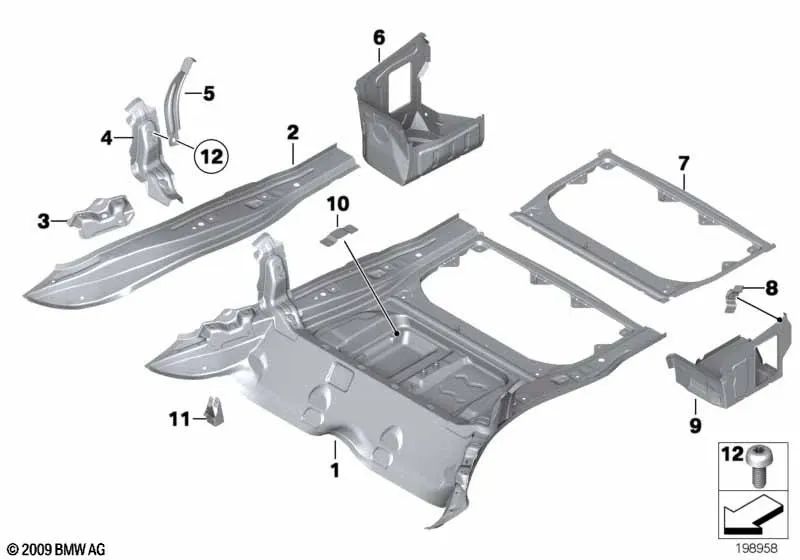 Soil du tronc droit pour BMW E84 (OEM 41002993096). BMW d'origine.