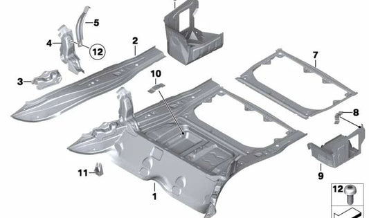 Left boot floor for BMW X1 E84 (OEM 41002993095). Original BMW