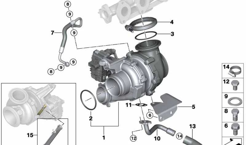 Kit de reparación de barra estabilizadora para BMW X5 F15 (OEM 11658596432). Original BMW