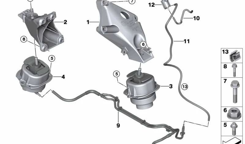 Soporte motor izquierdo OEM 22116850749 para BMW F15, F16. Original BMW.