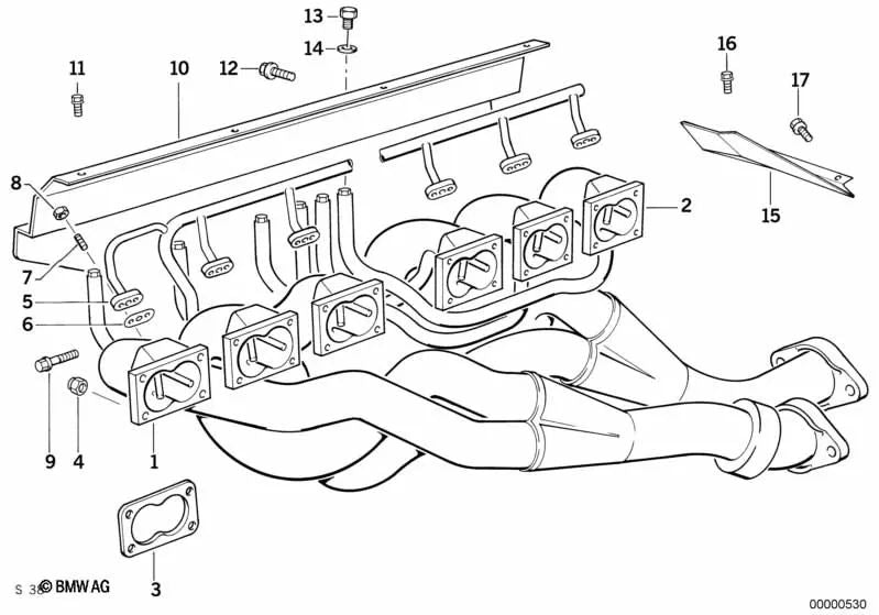 Colector de escape para BMW Serie 5 E34 (OEM 11621317080). Original BMW