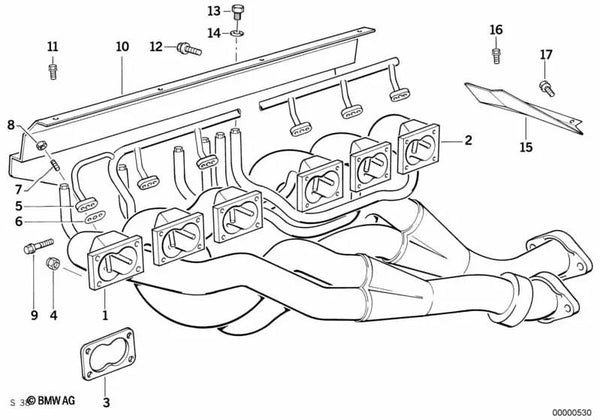 Colector de escape para BMW E34 (OEM 11621315169). Original BMW.