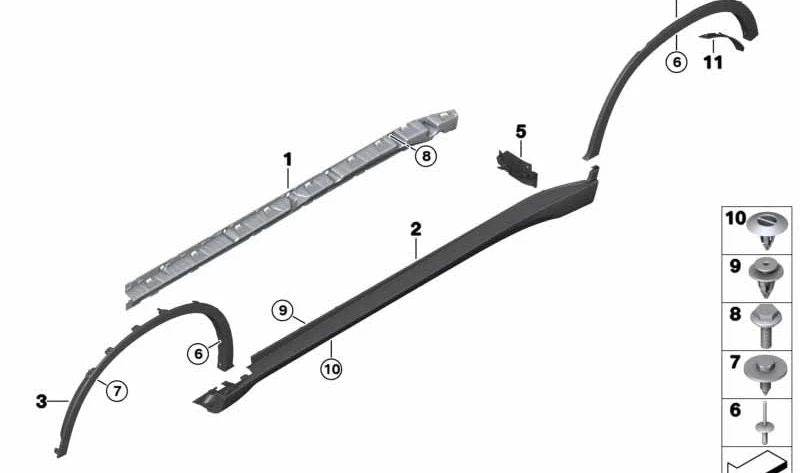 Embellecedor de paso de rueda trasero derecho para BMW F16 (OEM 51777319834). Original BMW