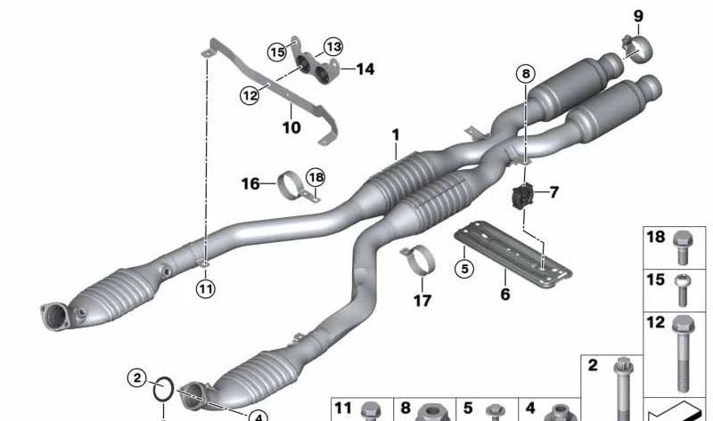 Rechte Rohrschelle für BMW 3er E90, E92, E93 (OEM 18307841713). Original BMW