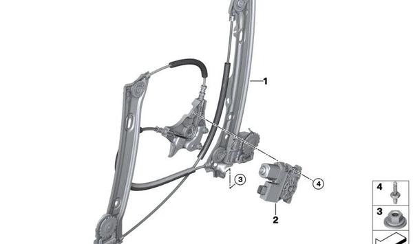 Elevalunas sin motor delantero derecho para BMW Serie 4 G26 (OEM 51355A41AD2). Original BMW