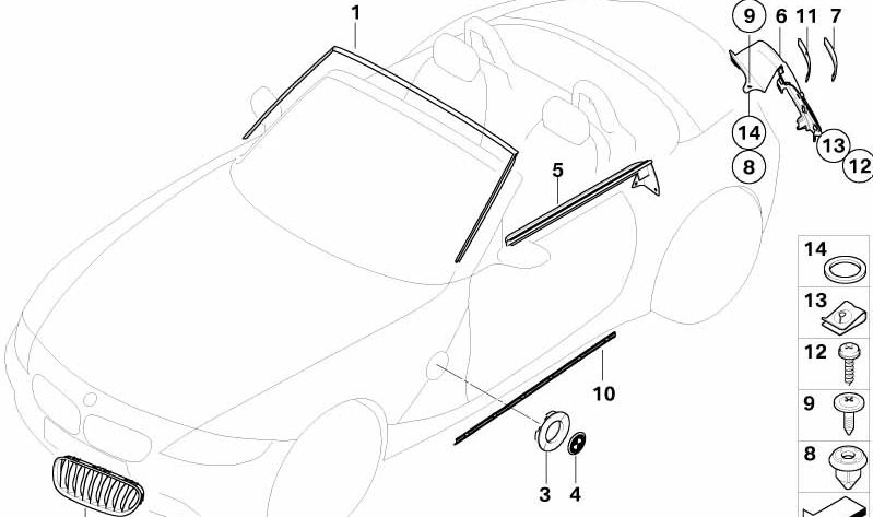 Marco del piloto trasero imprimado izquierdo para BMW Z4 E85 (OEM 51717078267). Original BMW