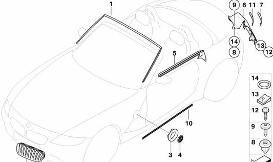 Acabamento traseiro direito do lado do motorista OEM 51717078266 para BMW Z4 E85. BMW originais.