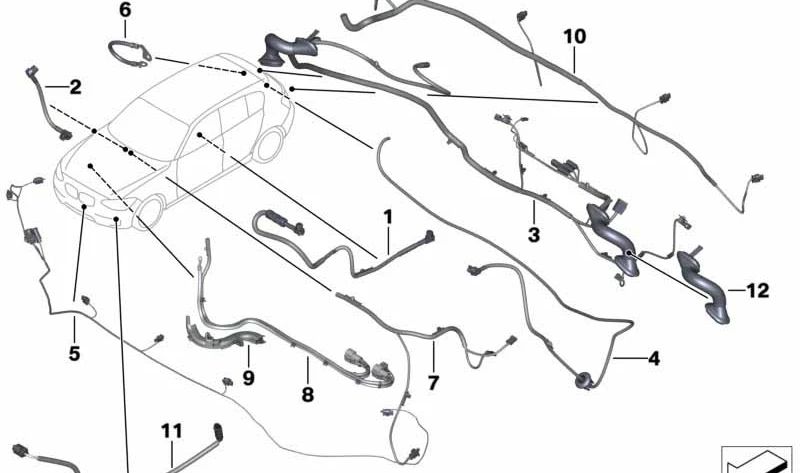 Conjunto de cables paragolpes delantero para BMW Serie 3 F30, F31, F35N, Serie 4 F32, F33N (OEM 61129326026). Original BMW