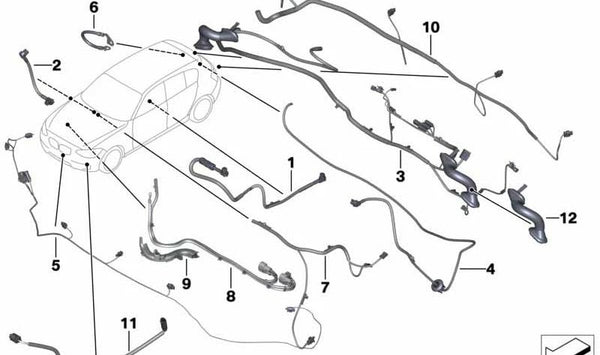 Cableado para parachoques delantero OEM 61129357958 para BMW F20, F21. Original BMW.