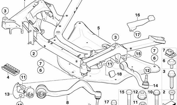 Placa de refuerzo para BMW Serie 7 E65, E66 (OEM 31106769462). Original BMW