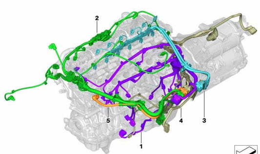 Arnés de cableado del motor para BMW Serie 5 G30, G31, G38, Serie 6 G32, Serie 7 G11, G12 (OEM 12518631669). Original BMW