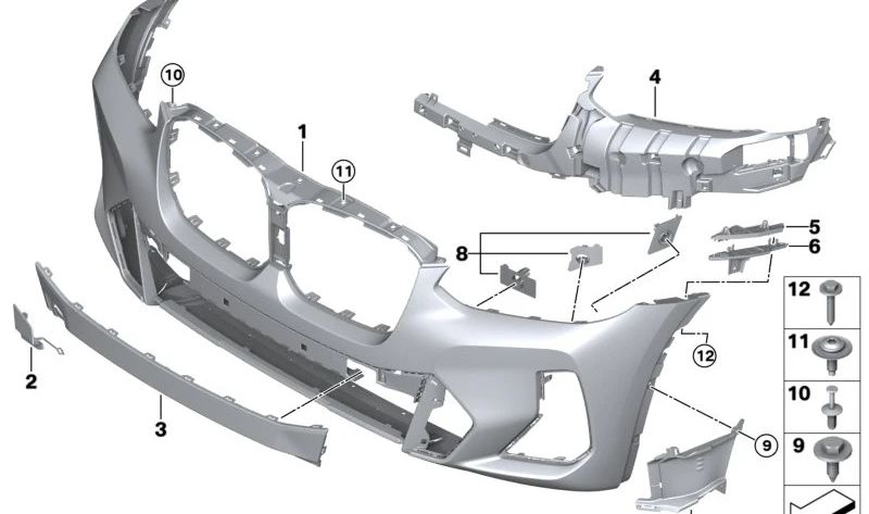 Paragolpes delantero imprimado OEM 51115A40FA9 para BMW G01, G08, G02. Original BMW.