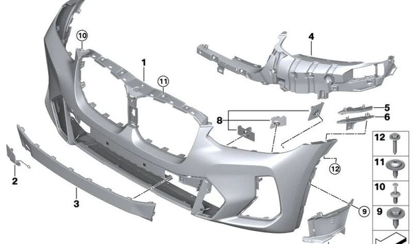 Paragolpes delantero imprimado OEM 51115A40FA9 para BMW G01, G08, G02. Original BMW.