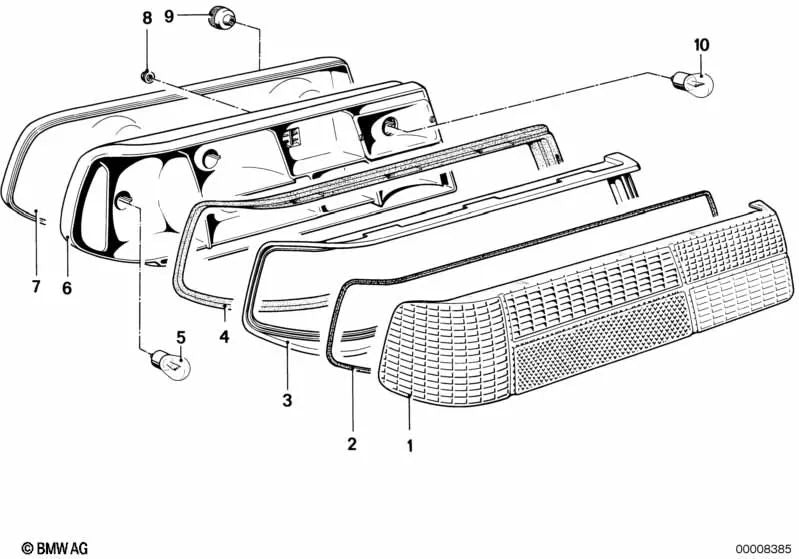 Cristal de luz derecha para BMW E24 (OEM 63211361884). Original BMW