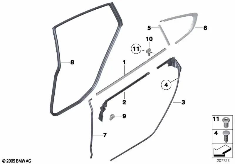 Embellecedor Fuga Columna C derecha para BMW F07, F07N (OEM 51357453324). Original BMW