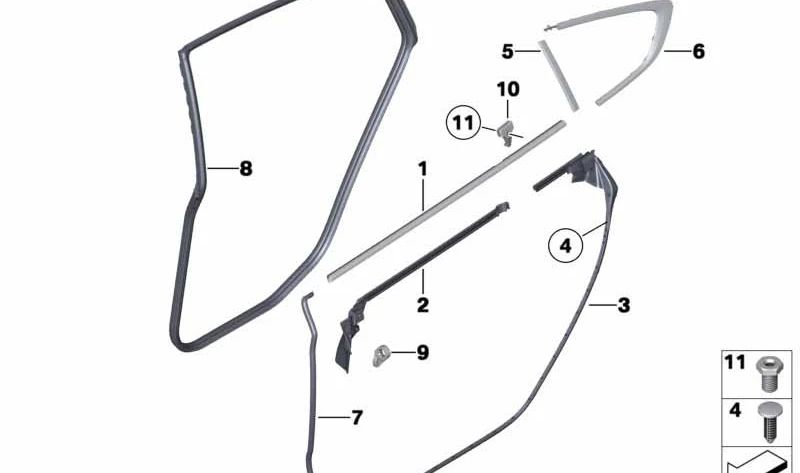 Junta de estanqueidad para puerta trasera derecha OEM 51767226398 para BMW F07 (Serie 5 GT). Original BMW.