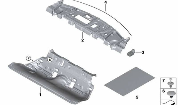 Aislante acústico y protector OEM 51467395680 para BMW F22, F87. Original BMW.