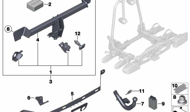 Tapa de cierre para BMW Serie 3 E90, E91, E92, F30, F31, Serie 5 F07, F10, F11, Serie 6 F06, F12, F13, X3 F25, X4 F26, X5 F15, F85, X6 F16, F86, Z4 E89 (OEM 82712157718). Original BMW