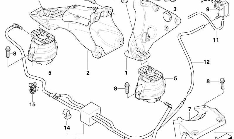 Soporte de motor derecho OEM 22116777054 para BMW Serie 5 (E60, E61). Original BMW.