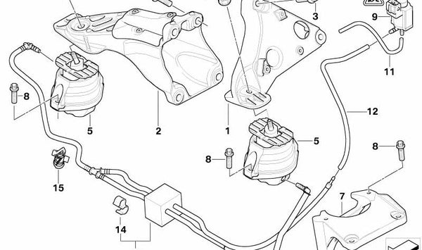 Soporte de motor derecho OEM 22116777054 para BMW Serie 5 (E60, E61). Original BMW.