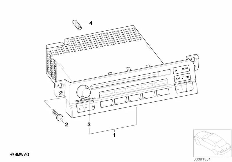 Botón para BMW Serie 3 E46 (OEM 65126907814). Original BMW